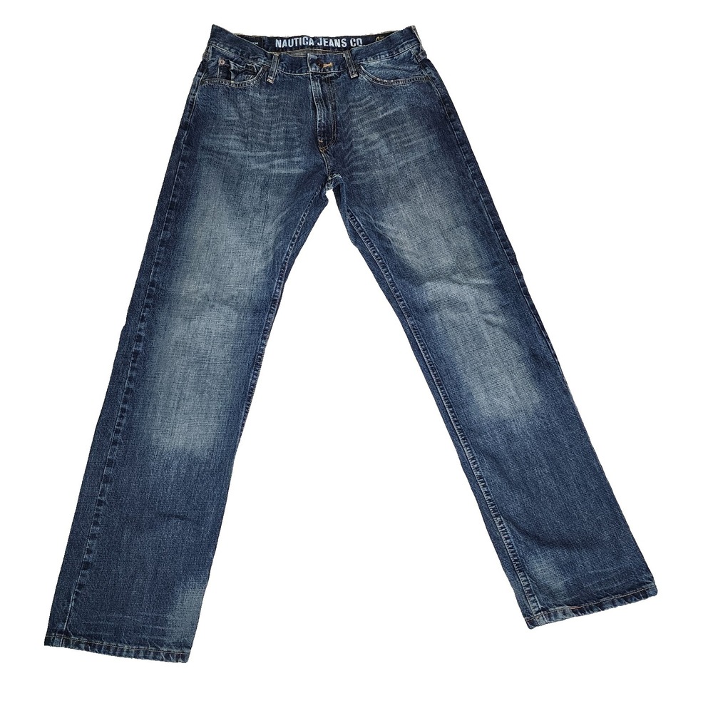 Nautica Relaxed Fit Straight Jeans Men's Size 34x34 Medium Wash Faded Denim